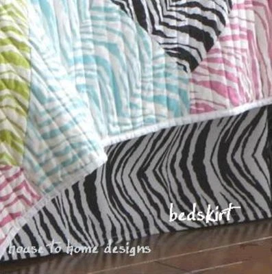 FALDA CAMA CEBRA NEGRA BLANCA A RAYAS QUEEN: ALGODÓN POLVO VOLANTE CAMA FALDA ANIMAL Foto 1 de 2