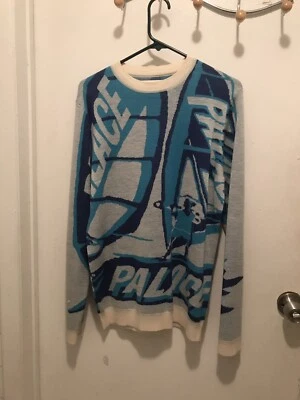 Palace Skateboards Tri Sail Knit Sweater Blue Size Medium - Image 1 of 4
