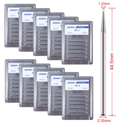 5-50PCS Dental Carbide Bur Round HP 3 Straight Handpiece HP 44.5mm Low Speed SA - Image 1 of 4