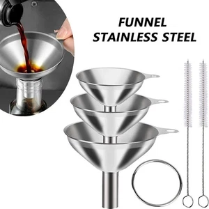 Stainless Steel Funnels Set S M L - Kitchen Liquid Oil Wine BottleUtility 5pcs - Picture 1 of 8