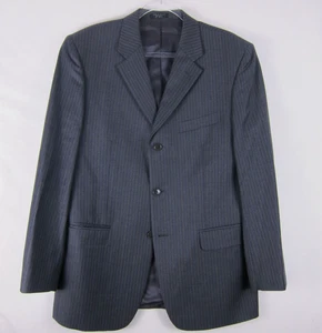 Jones New York Blazer Men 38 Gray Blue Pinstripe Wool Classic Jacket - Picture 1 of 10
