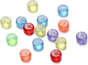 100 Stck. Lächeln Gesicht Perlen für Schmuckherstellung, 7 mm Gemischte Farben, Zum Selbermachen Bastelbedarf - Bild 1 von 8