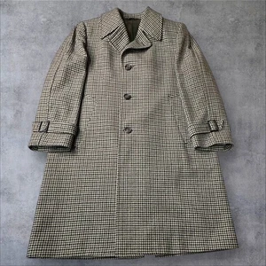 Vintage Union Made Woolf Brothers Amalgamated Houndstooth Black/Gray Wool Coat - Picture 1 of 16