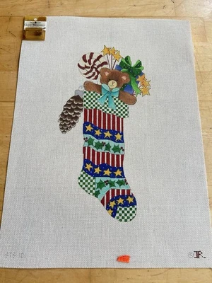 Christmas Stocking Full Handpainted Needlepoint Canvas 18ct - Image 1 of 4