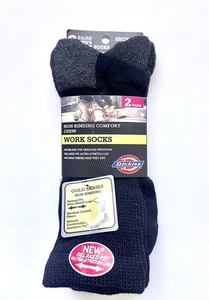 Dickies Non Binding Crew Socks, Dickies Mens Socks Comfort, 2 Pair Black  6-12 - Picture 1 of 5