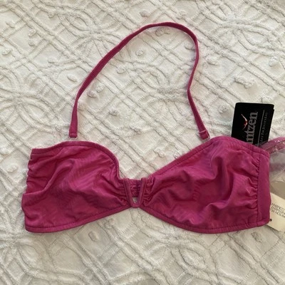 Top de bikini Jantzen vintage talla 14 correa extraíble halter rosa intenso sin almohadilla Foto 1 de 4