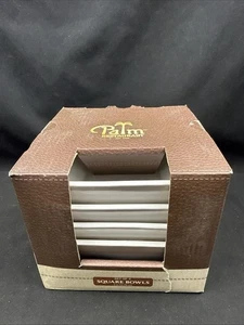 NIB (4) Palm Restaurant Square White Porcelain Soup/Cereal Bowls 6in Discontinue - Picture 1 of 9