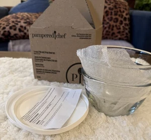 Pampered Chef 3 Tassen Glas Vorbereitung Schüssel 2er Set #1743 Neu im Karton Hergestellt in den USA - Bild 1 von 6