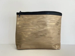 2 LANCOME Metallic Gold Zippered Cosmetic Makeup Bag New 2025 GWP - Picture 1 of 8
