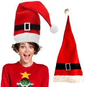 Sombrero Cinturón Alto Papá Noel Adulto Navidad Divertido Largo Felpa Rojo Sombrero de Papá Noel Navidad Vestir - Imagen 1 de 1