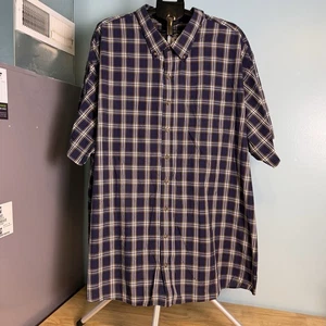 HB Harbor Bay Mens 5XL Blue Green Plaid Short Sleeve Shirt Button Up - Picture 1 of 6