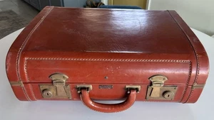 Selten! Vintage Leeds Tested Travelwear New York Koffer Lederschale - Bild 1 von 17
