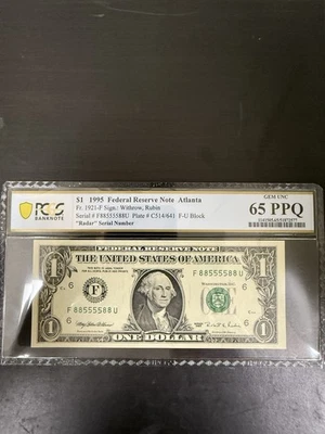 1995 $1 Dollar Bill Super Radar,Super Repeater, Binary PCGS 65, F88555588U  #11  - Image 1 of 3