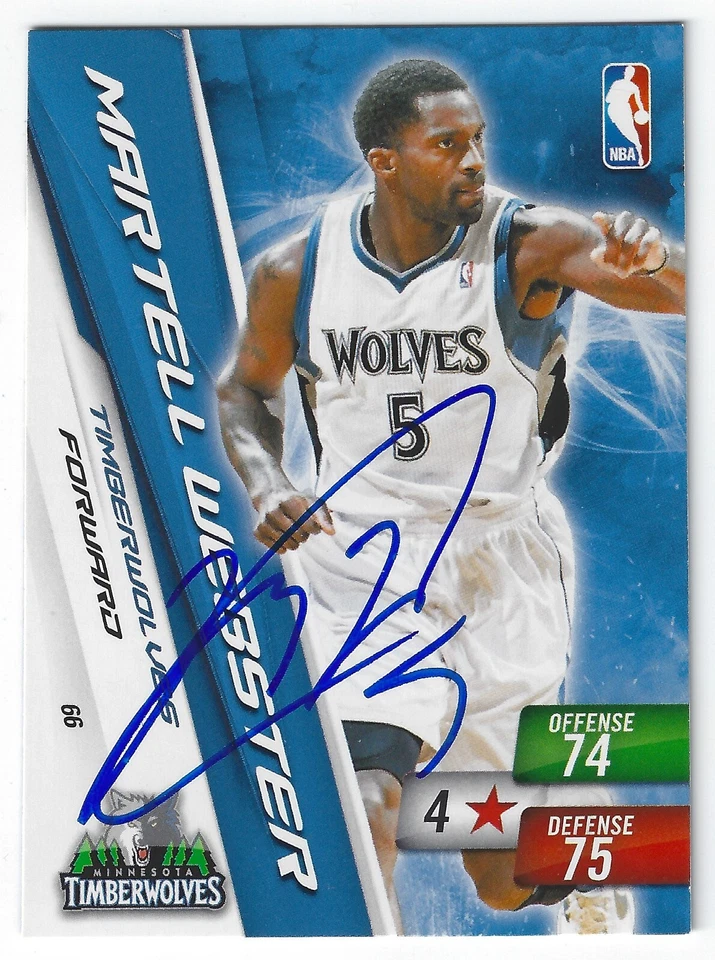 MARTELL WEBSTER MINNESOTA TIMBERWOLVES SIGNED CARD BLAZERS WASHINGTON WIZARDS  - Image 1 of 1