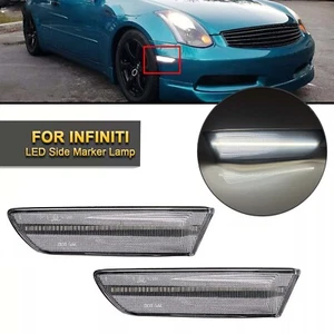 Clear LED Front Bumper Side Marker Light For 03-07 Infiniti G35 Coupe Skyline - Picture 1 of 7