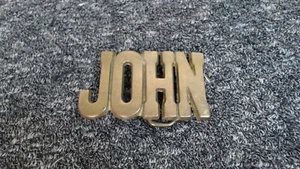 VTG JOHN Solid Brass Block Letters Name Cut Out Belt Buckle Hippy Trucker Retro - Picture 1 of 2