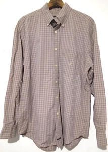 Nautica Sanded Popeline Button Front Hemd Langarm Herren Large braun kariert - Bild 1 von 10