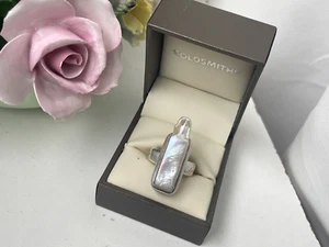 GORGEOUS MODERNIST BRUTALIST 925 SOLID STERLING SILVER BAROQUE PEARL RING SIZE M - Picture 1 of 17