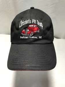  CHRISTIAN'S PIT STOP Pelican Lake WI Black Embroidered Trucker Baseball Hat - Picture 1 of 7