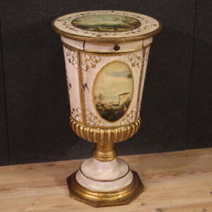 Table de chevet à cylindre meuble peint de style ancien vénitien 20ème siècle