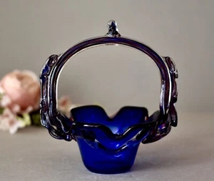 Vintage Blue Glass Candy Tray Murano Glass Vintage Middle Century Art Glass - Picture 1 of 8