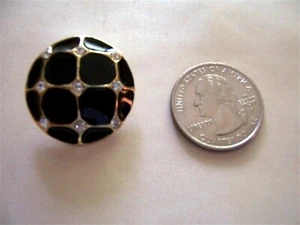 4 BOTONES ESMALTADOS NEGROS ACENTUADOS CON ESTRÁS 1-1/16"" EN TAMAÑO - Imagen 1 de 1