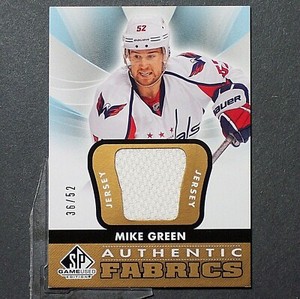 MIKE GREEN 36/52 RARE 2012-13 SP Game Used Authentic Fabrics GOLD #AFGR Capitals