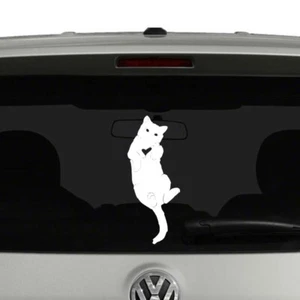 Cat Kitten Laying On Back Heart Cut Out Cat Lovers Vinyl Decal Sticker - Picture 1 of 2