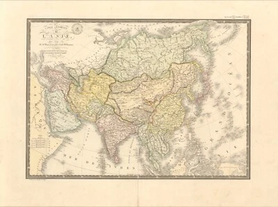 Mapa de Brue a todo color de Asia 1828 26,5" x 20,8" - Raro Antiguo Original - China Foto 1 de 4