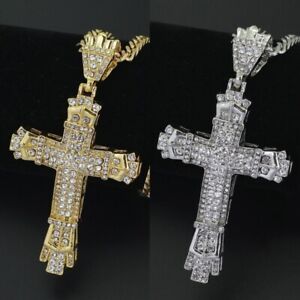 925 Silver Cubic Zircon Cross Pendant Necklace Luxury Women Men Jewellery Jesus