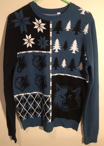 MINNESOTA TIMBERWOLVES Christmas Holiday Sweater Jersey NBA Basketball Medium Cover
