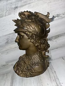 Vintage Cast Aluminum Classical Roman Greek God Wall Plaque Minerva Athena Large - Picture 1 of 13