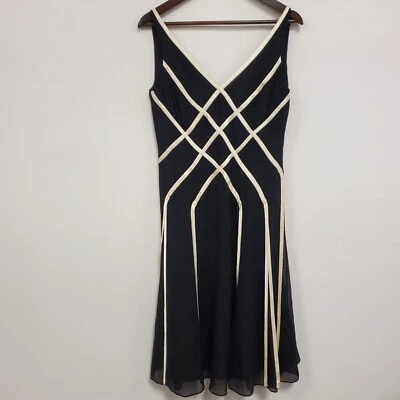 Vintage Papell Boutique Evening Womens Silk Midi Dress Size 8 Formal Event LBD - Image 1 of 4