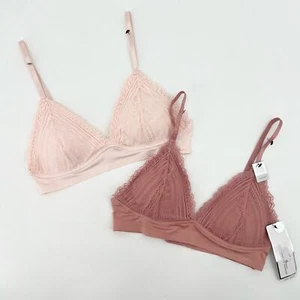 Marilyn Monroe 2 pack Bra Set Womens Medium Pink Mauve Lace Wire Free NWT - Picture 1 of 11