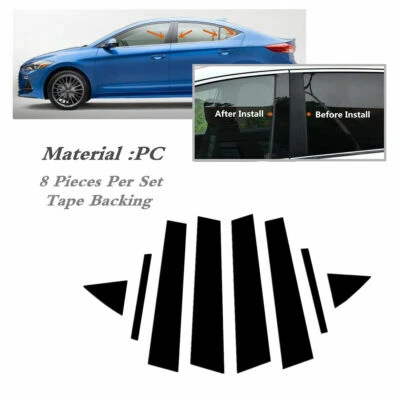 Stock de EE. UU. para Hyundai Elantra 2017-2020 negro brillante moldura puerta ventana pilar postes Foto 1 de 4