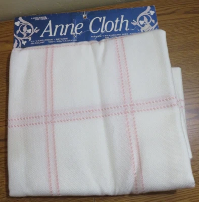 Leisure Arts Ivory Anne Cloth PINK PLAID 18 Count 1.25 Yds 58" Wide - Image 1 of 4