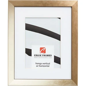 Craig Frames Alloy, Aged Gold 0.75" Metallic Gold Picture Frame With a Mat - Picture 1 of 10