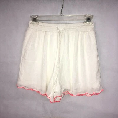 Pantalones Cortos Charlotte Russe Blanco Fluido con Borde Rosa Talla XS Foto 1 de 4