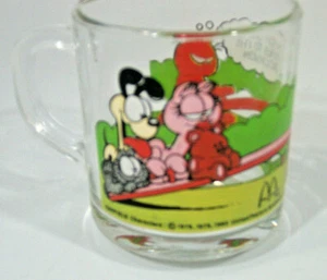 Vintage 1978 Garfield McDonalds Clear Glass Coffee Mug Cup Odie Jim Davis #4 - Picture 1 of 2
