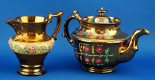 Céramique lustre cuivre Staffordshire Théière pot à lait Anglais XIX Art Nouveau