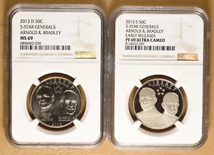 2013 5-Star Generals Commemorative Half Dollars NGC MS69 & PF 69 Ultra Cameo - Picture 1 of 2
