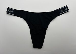 Victoria's Secret Panties NWT Size Large L PINK Black Cotton VS Logo Thong NEW