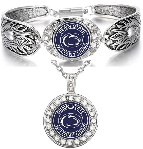 2PcSet Penn State Nittany Lions Womens Sterling Silver Necklace Bracelet D3D18 Cover