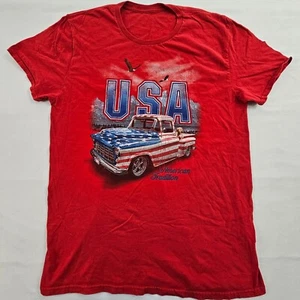 USA Classic Truck American Tradition Red Short Sleeve Cotton T-Shirt Men's L - Bild 1 von 7