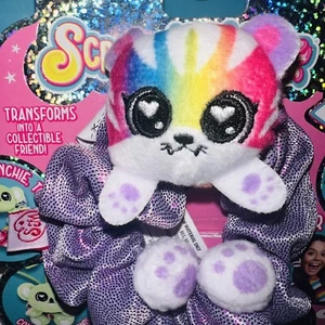 SCRUNCHMIEZ Scrunchie CLEA #35 RARE Rainbow Tiger HAIR SCRUNCHY Backpack Clip - Picture 1 of 8