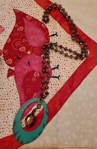 Boutique Purchased Turquoise & Brown Crystal Bead Necklace- Bohemian Gaudy Layer