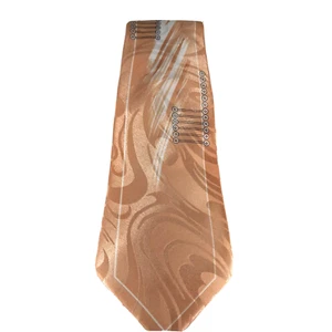 Biani of Italy Men's Tie Peach White Black Gray 100% Italian Silk Polyester 4" - Picture 1 of 3