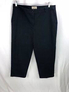 L.L. Bean Women's Black Khaki Chino Crop Pants Long Shorts 16P