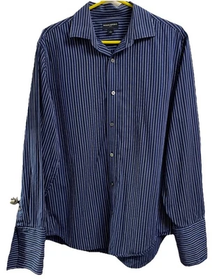 Banana Republic Men Long Sleeve Button Down Stripe Blue&White Dress Shirt Sz.L - Image 1 of 4