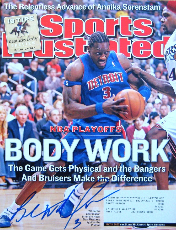 Ben Wallace - Detroit Pistons - Autografado Sports Illustrated - 5/9/05 Certificado de autenticidade - Imagem 1 de 1